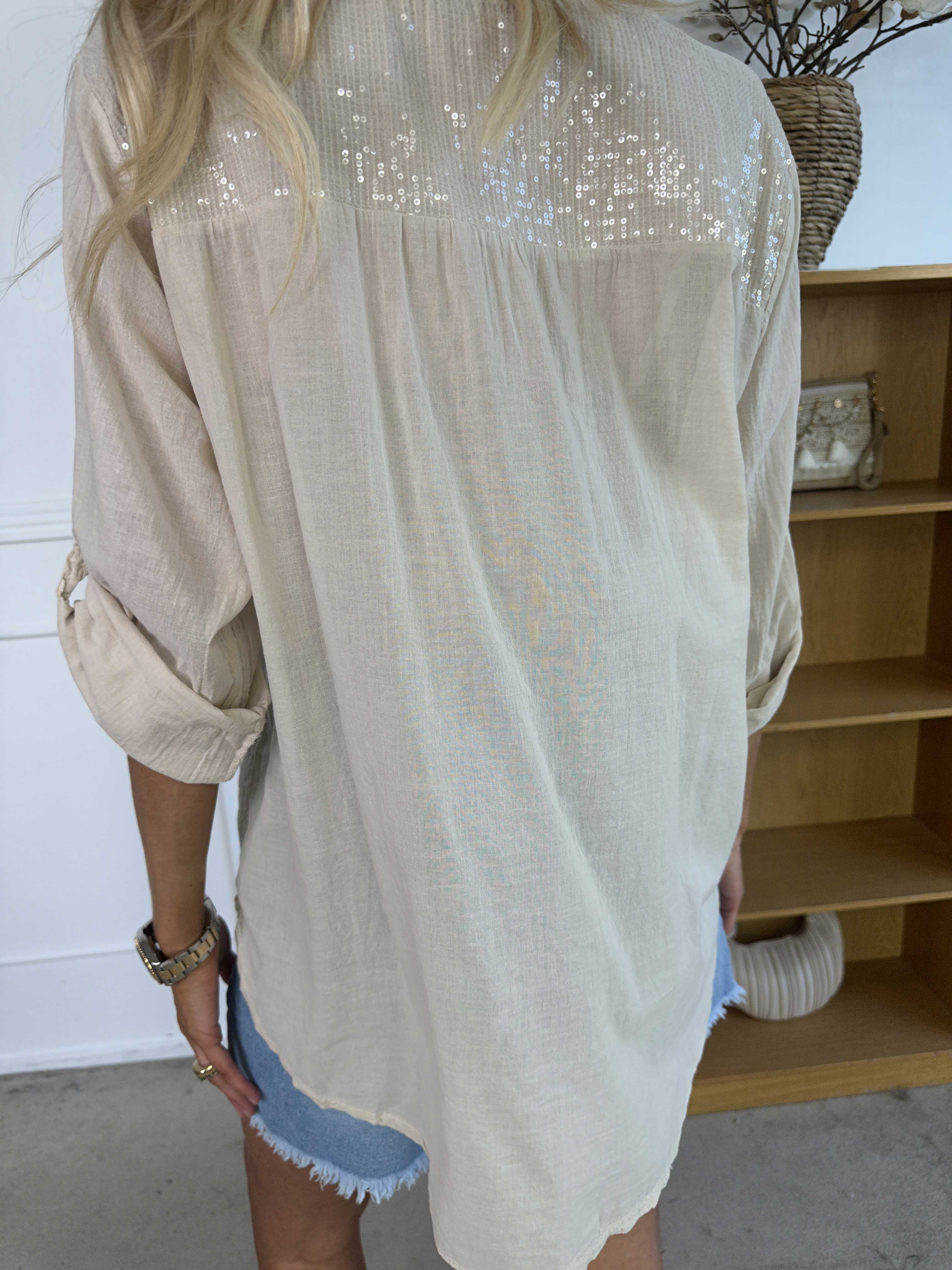 Ellis - Tunika i bomuld detaljeret med broderinger og pailletter